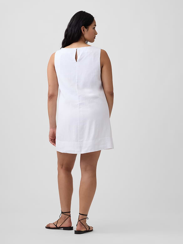 Linen-Blend Apron Mini Dress