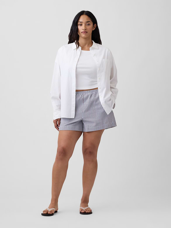 4" Relaxed Pull-On Seersucker Shorts