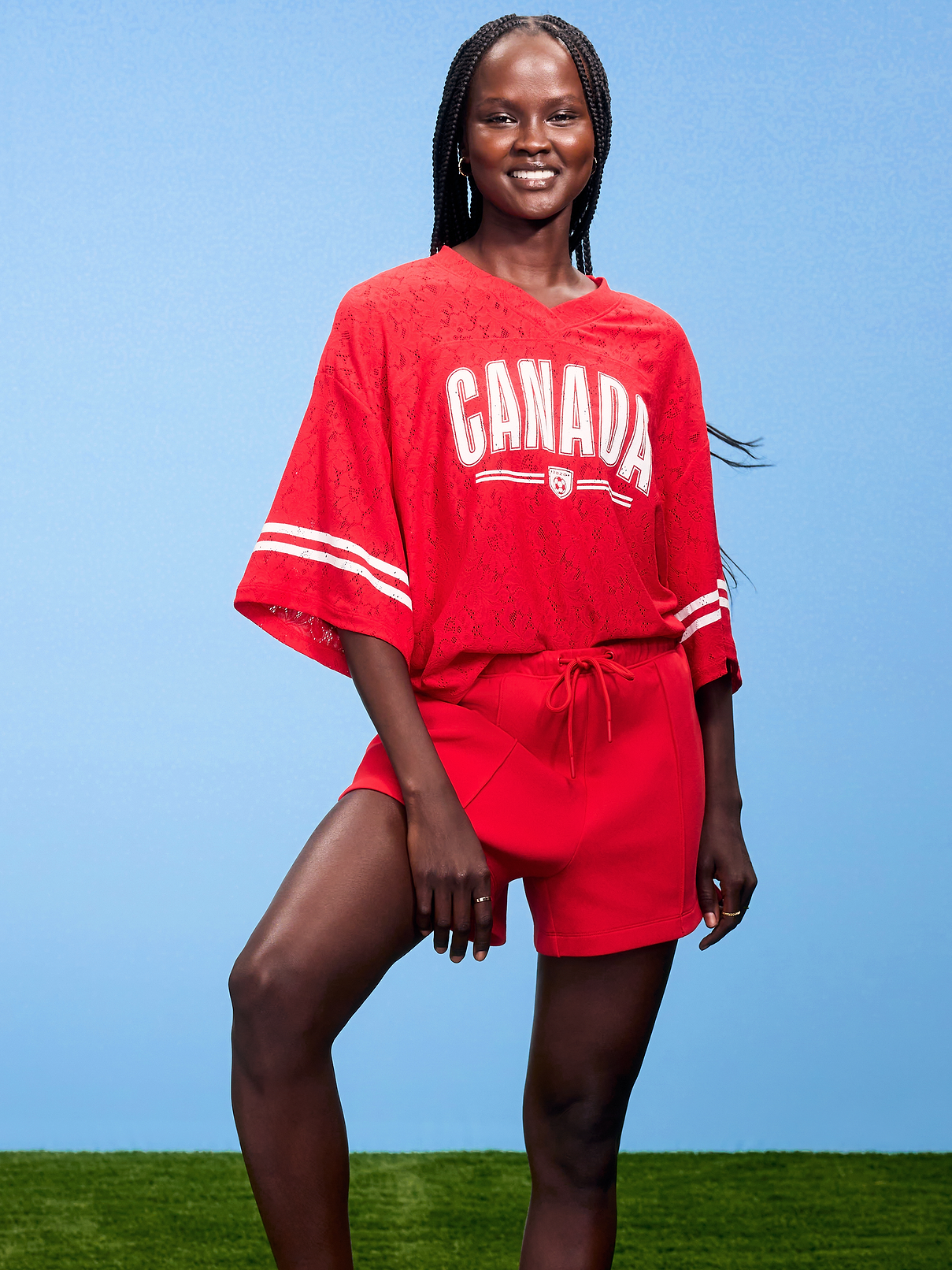 FIFA World Cup 26™ Canada Boxy Lace V-Neck T-Shirt for Women
