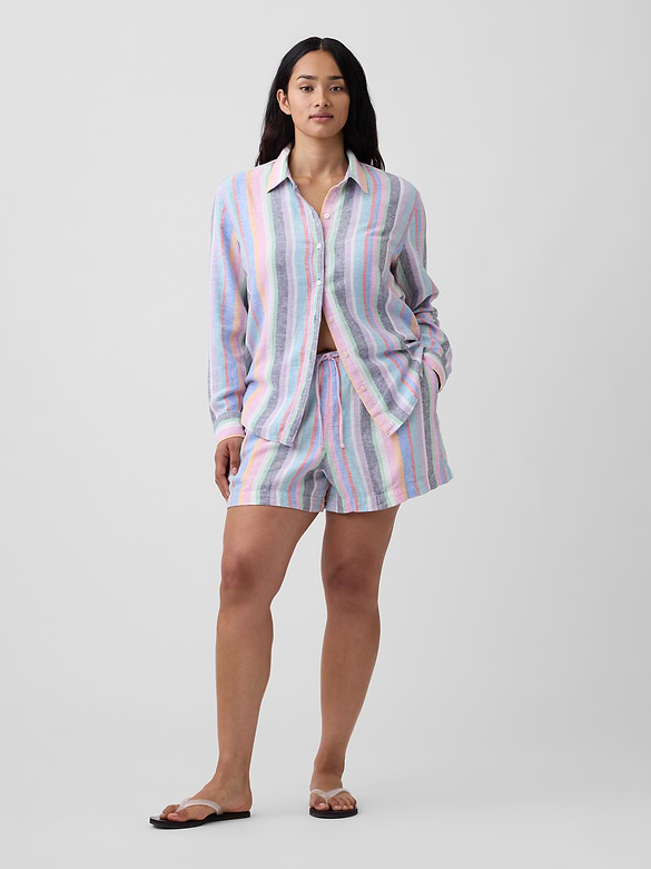 4" Pull-On Linen-Blend Shorts