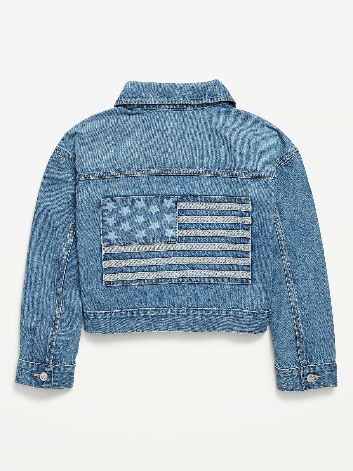 Image number 2 showing, Oversized Lightweight Cropped Denim Trucker Jacket for Girls