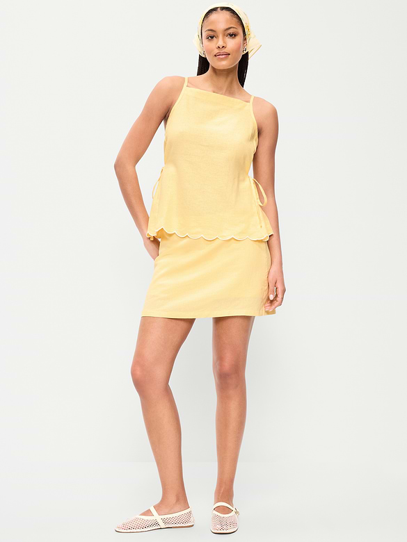 Linen-Blend Micro Skort