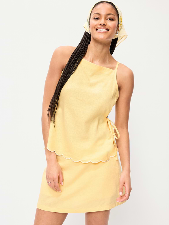 Linen-Blend Micro Skort