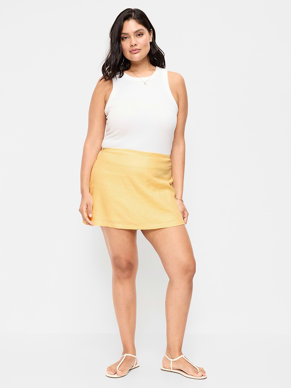 Linen-Blend Micro Skort