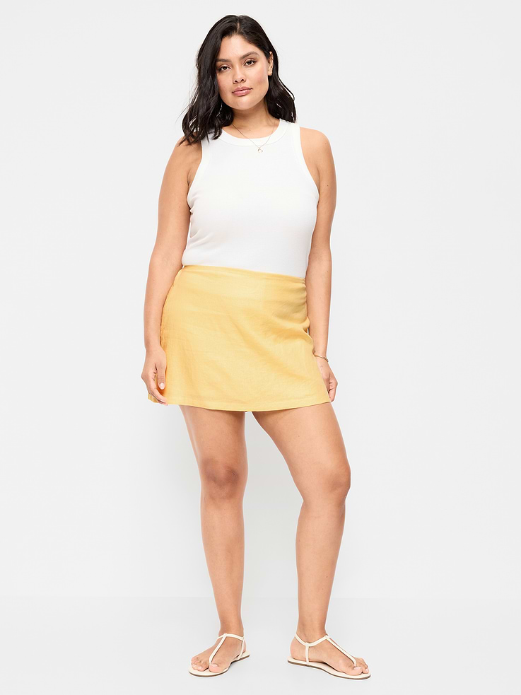 Image number 7 showing, Linen-Blend Micro Skort