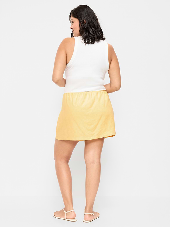 Linen-Blend Micro Skort