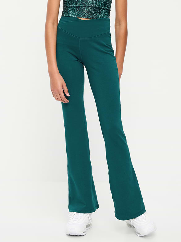 High-Waisted PowerChill Crossover Flared Leggings for Girls