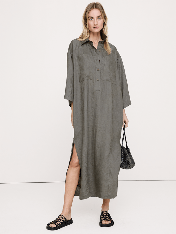 Linen Popover Shirt Dress