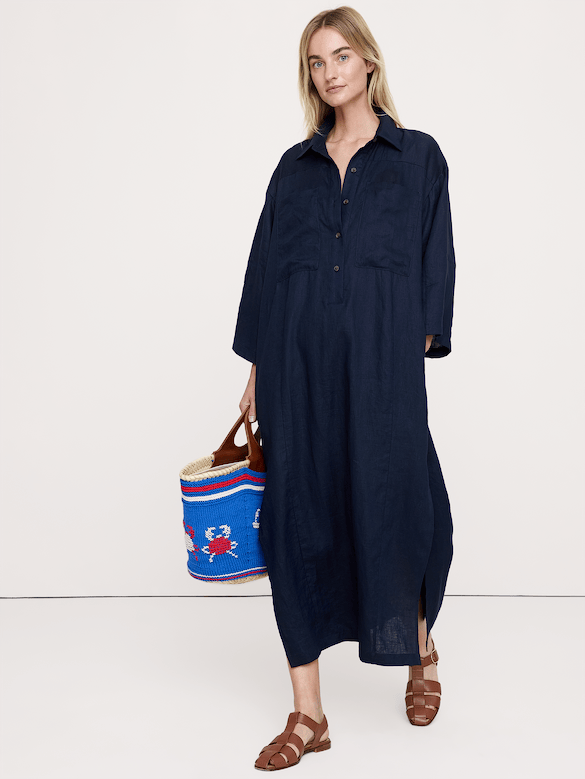 Linen Popover Shirt Dress