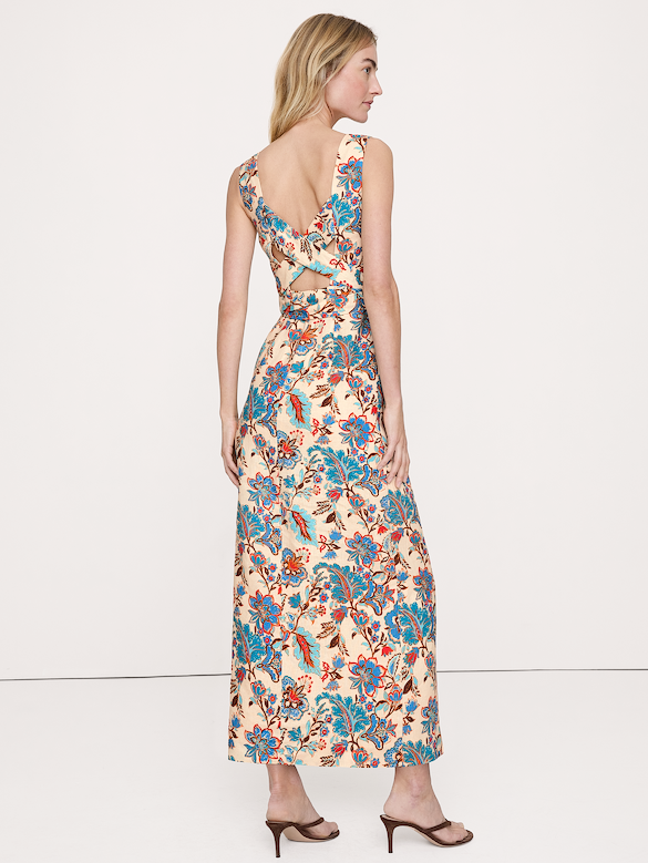 Linen Crossback Maxi Dress