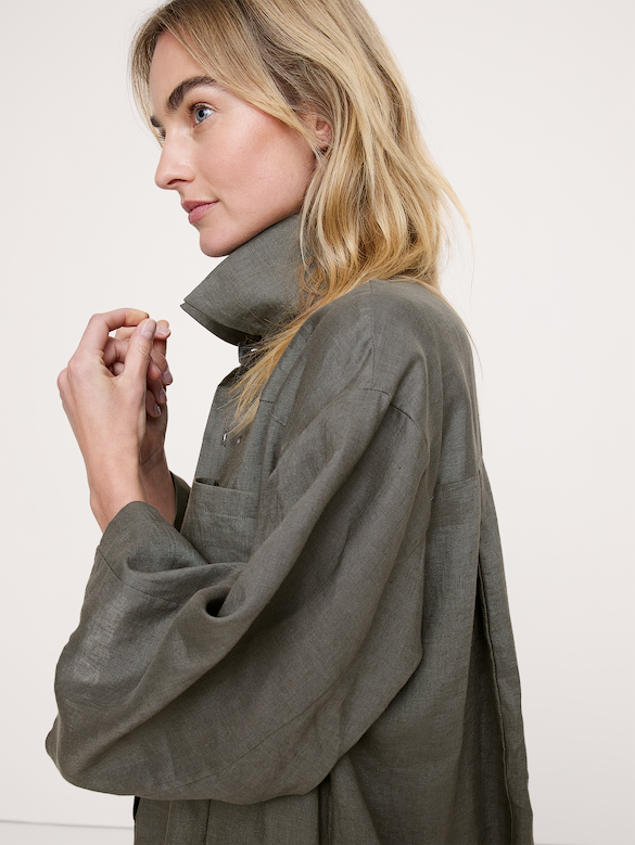 Linen Popover Shirt Dress