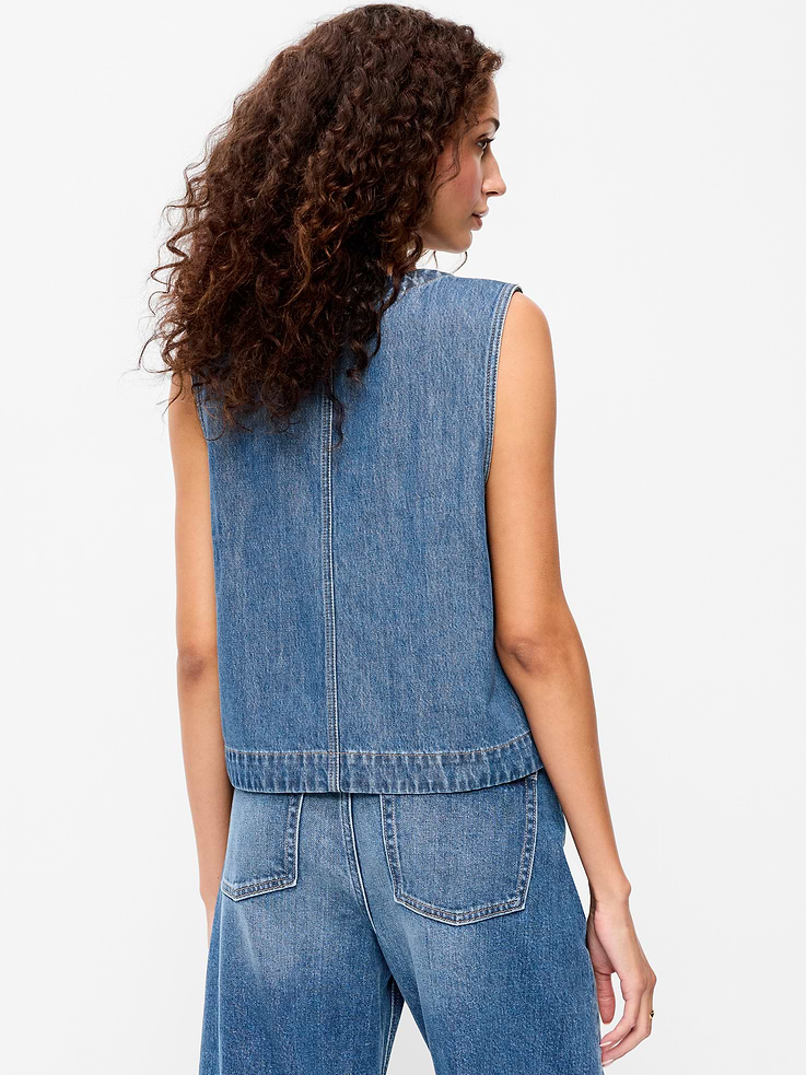 Image number 2 showing, Zip-Front Denim Utility Vest