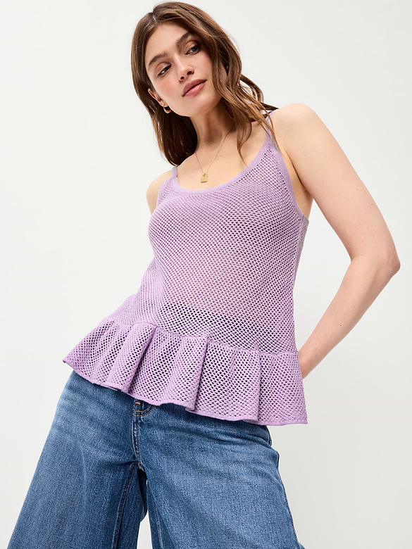 Metallic Peplum Tank Top