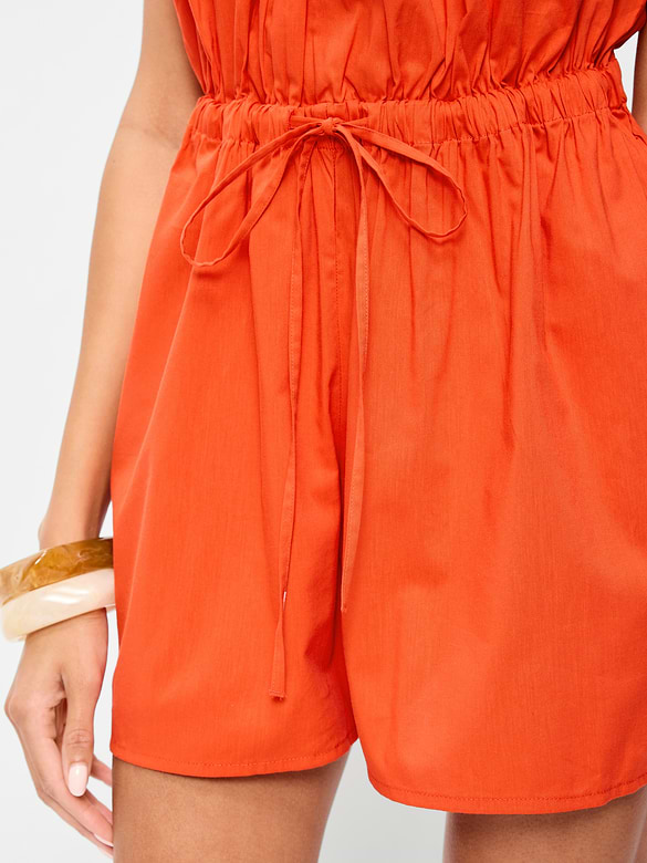 Eyelet Tie-Strap Romper