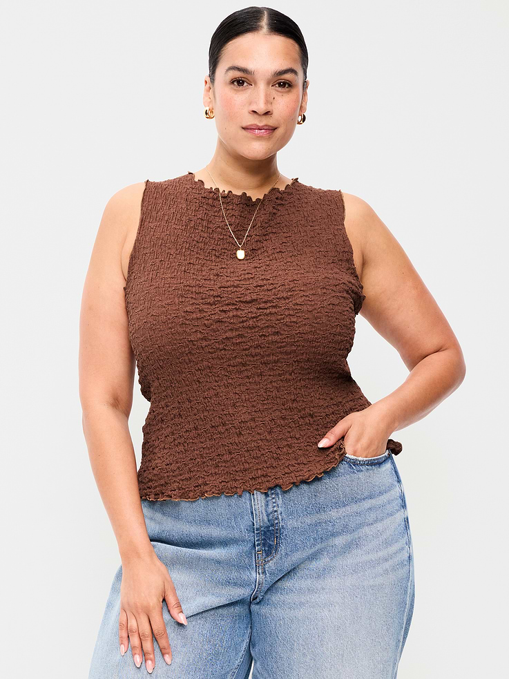 Image 7 of 8, Sleeveless Smocked Tank Top