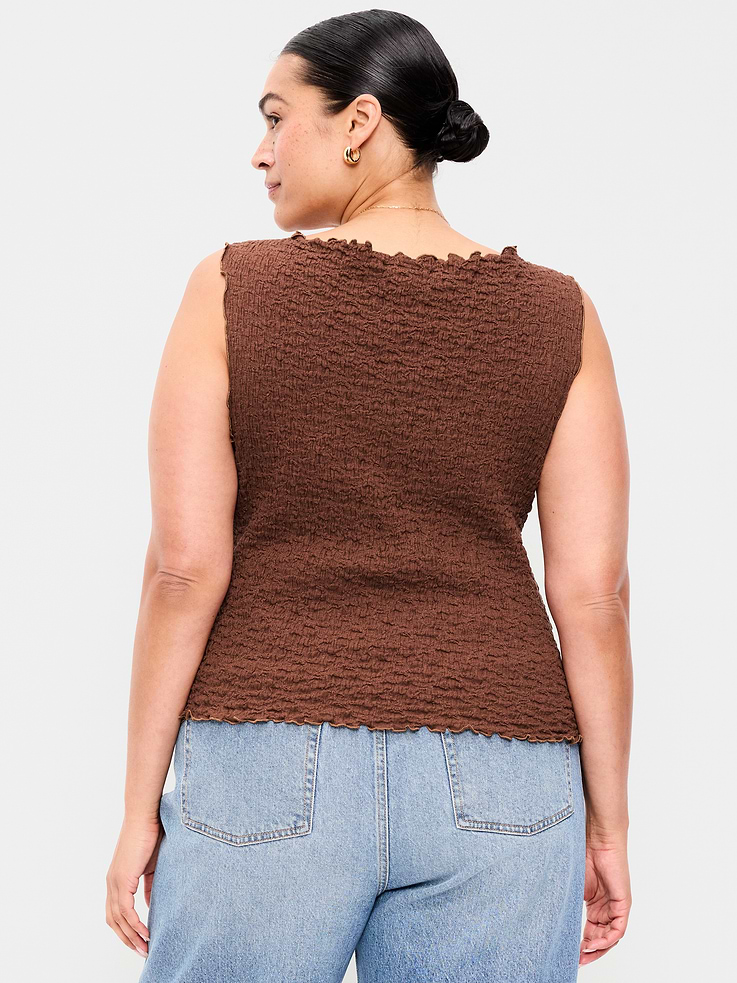 Image 8 of 8, Sleeveless Smocked Tank Top