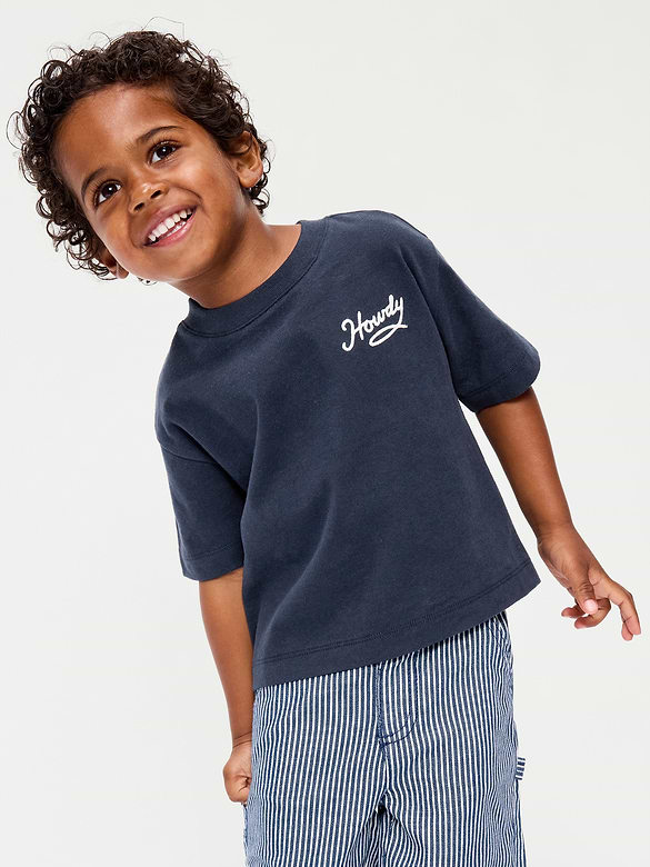 Oversized Short-Sleeve Boxy Graphic T-Shirt for Toddler Boys