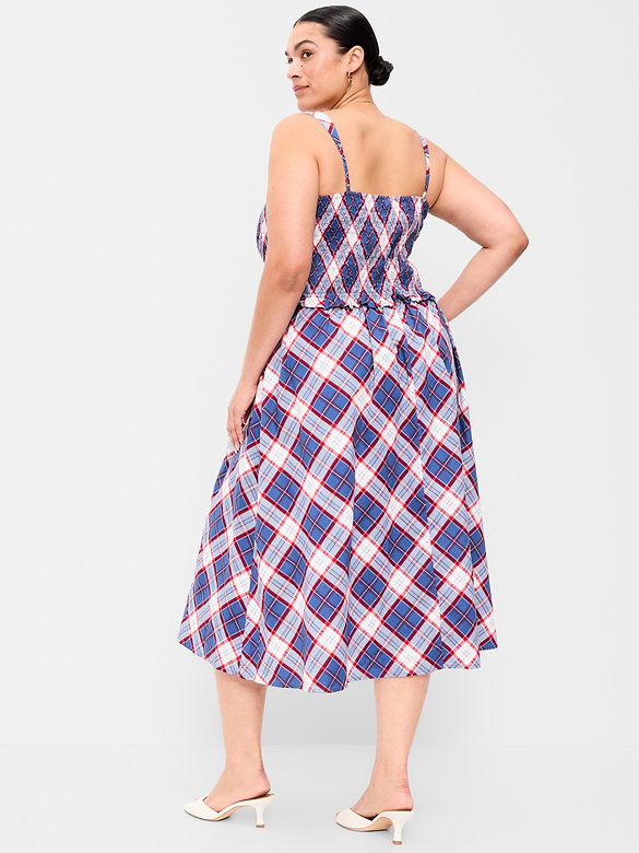 Fit & Flare Smocked-Bodice Midi Dress