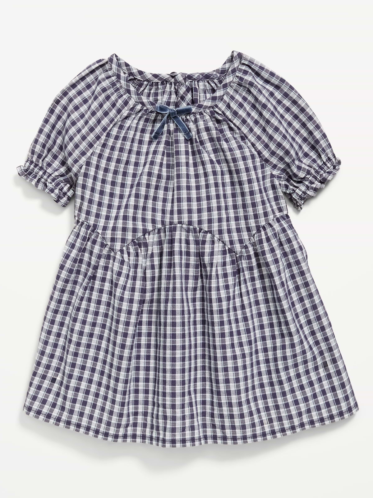 Short-Sleeve Plaid Swing Dress for Baby