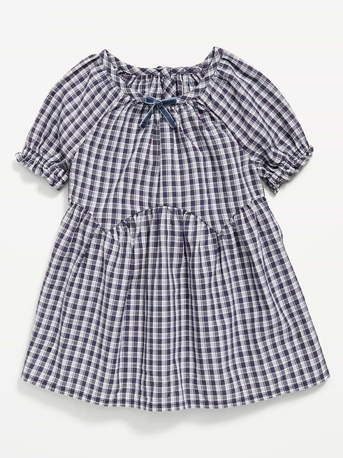 Short Short-Sleeve Plaid Swing Dress for Baby clearance posted today