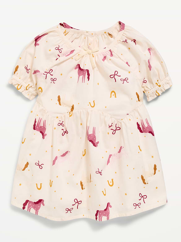 Printed Short-Sleeve Swing Dress for Baby