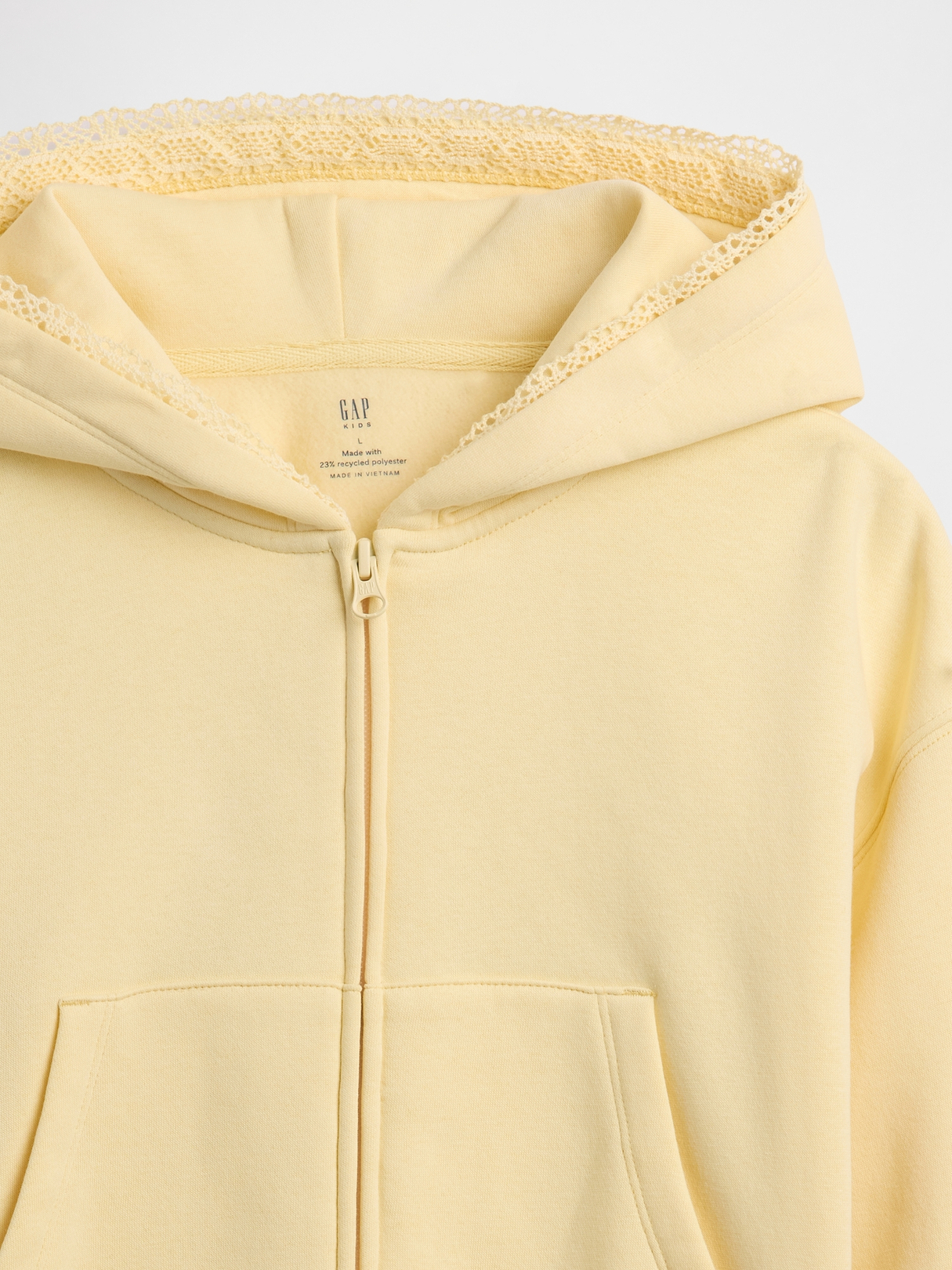 Kids VintageSoft Relaxed Lace-Trim Zip Hoodie | Gap