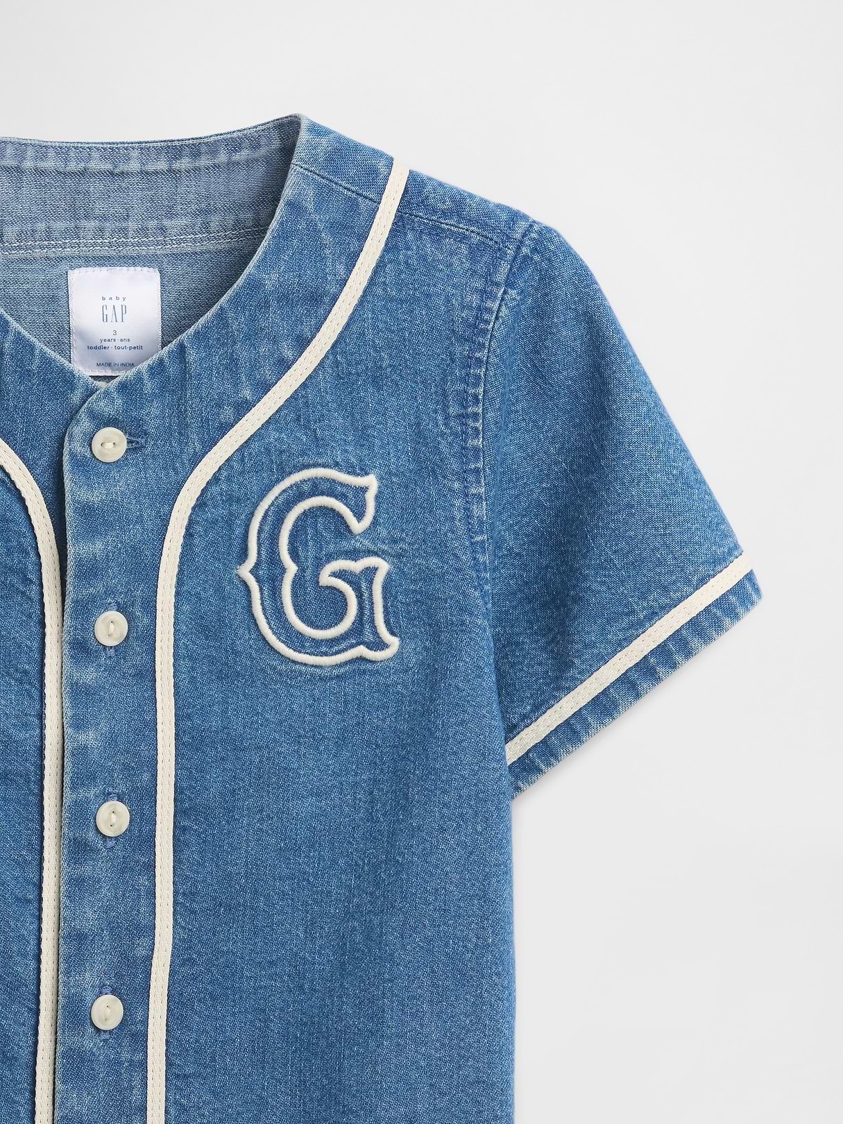Baby & Toddler Denim Varsity Logo Baseball Shirt | Gap