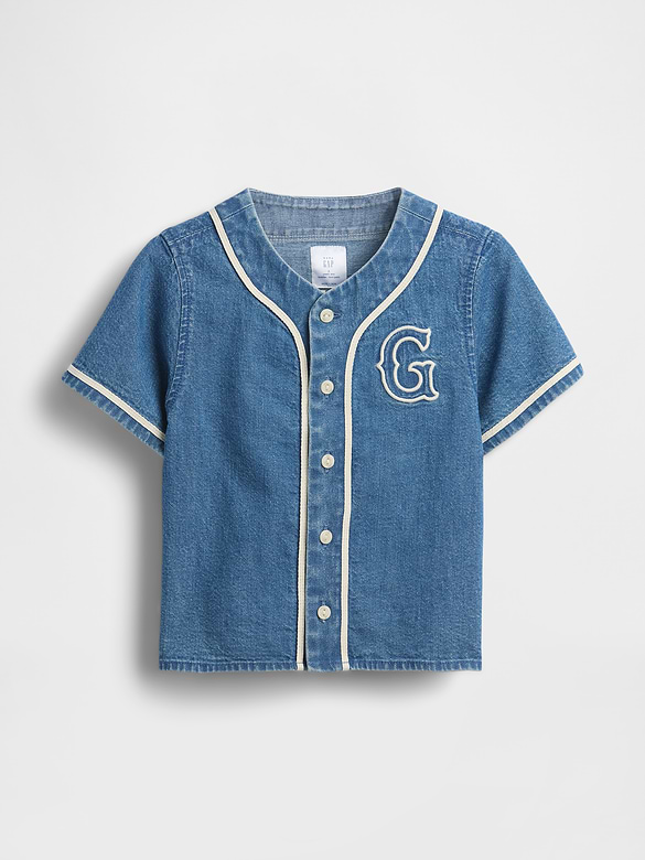 Baby & Toddler Denim Varsity Logo Baseball Shirt