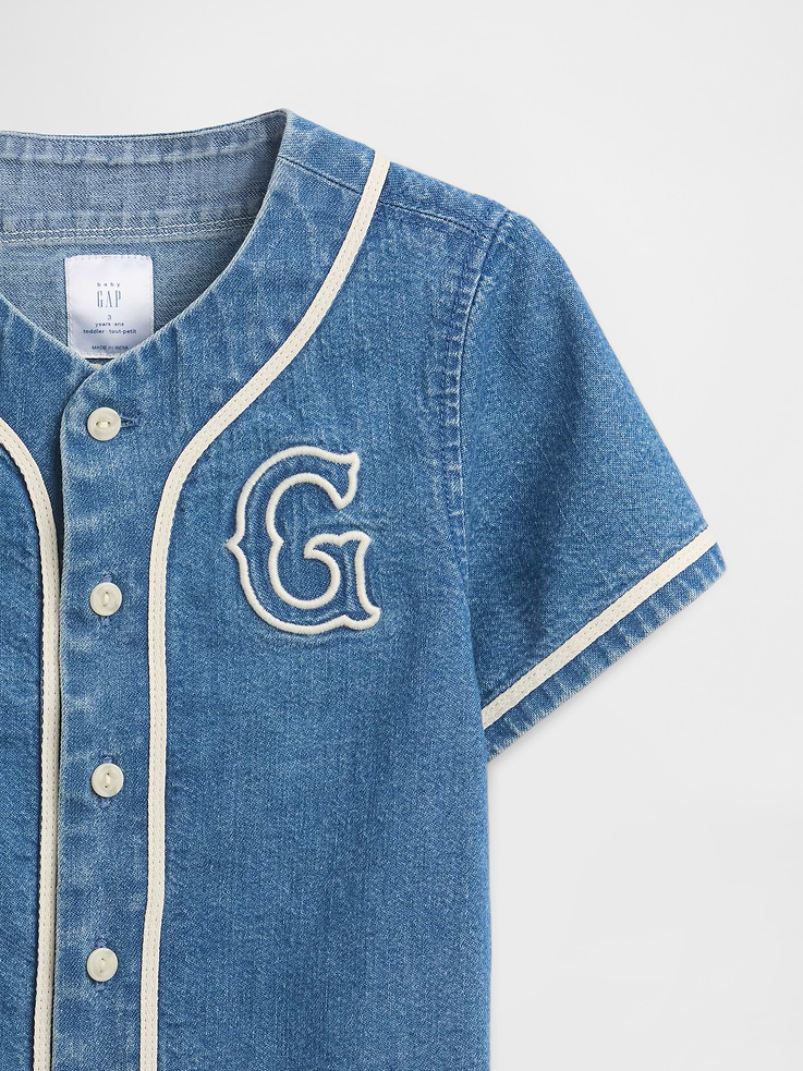 Image number 4 showing, Baby & Toddler Denim Varsity Logo Baseball Shirt