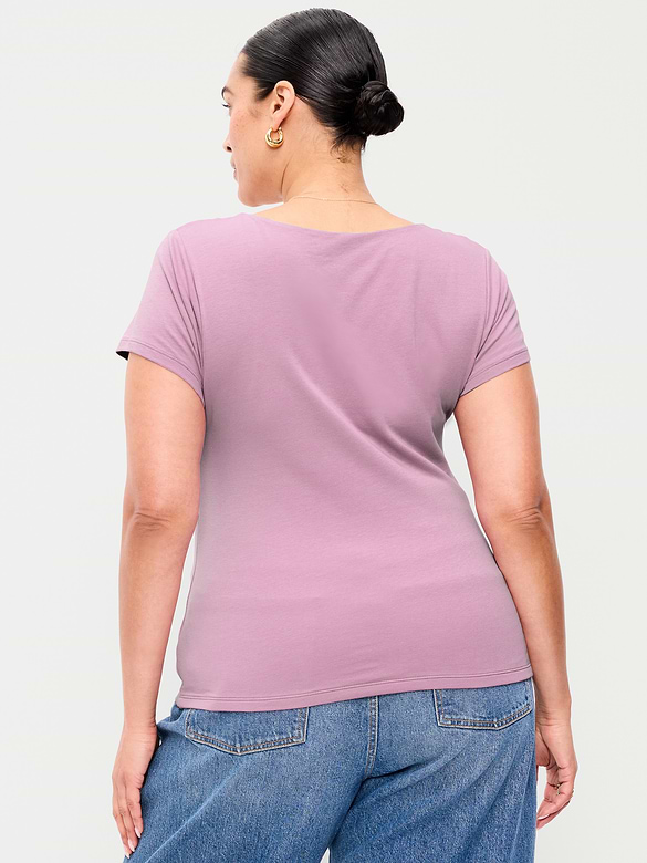 Hug Double-Layer Scoop-Neck Top
