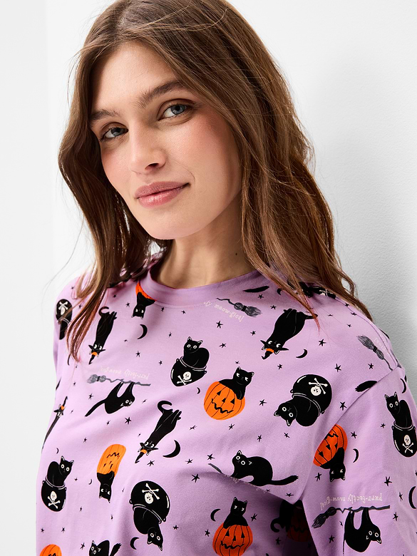 Halloween Pajama T-Shirt and Shorts Set for Women