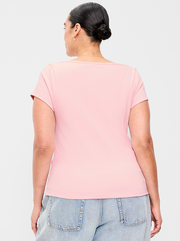 L'image numéro 7 présente T-shirt ajusté à encolure bateau