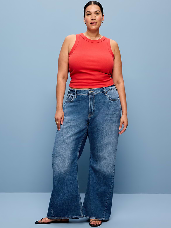 Mid-Rise Twisted-Seam Flare Jeans