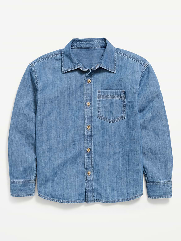 Oversized Long-Sleeve Denim Shirt for Boys