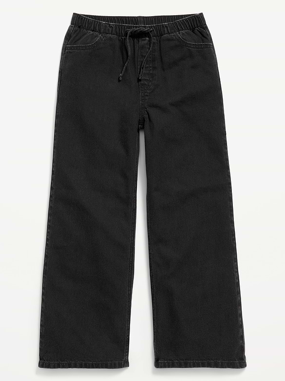 Pantalon en denim coupe très généreuse à jambe large à taille extensible pour fille