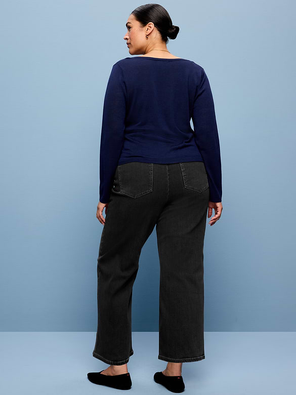 High-Waisted Weekender Pull-On Crop Wide-Leg Jeans