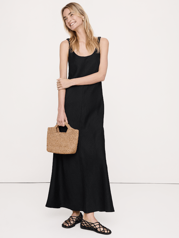 Linen Bias-Cut Maxi Dress
