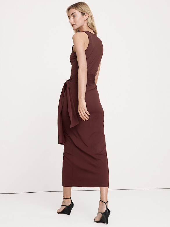 Knit Wrap Midi Dress