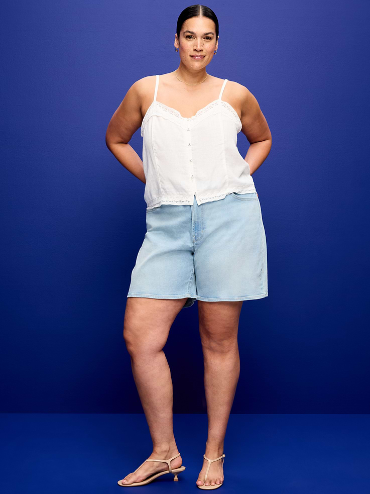 L'image numéro 4 présente Short Wow en denim à taille haute, entrejambe de 7 cm