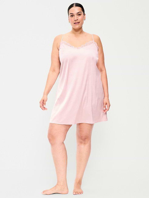 sleep dress women Old Navy Women's Satin Lace-Trim - Pink David's Bridal, Floral Jacquard NATTWELL fabric 30% OFF COLLECTION NH Size:5T Shirt Cotton