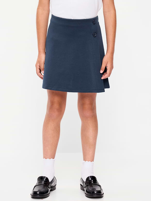 School Uniform Ponte-Knit Wrap-Front Skort for Girls