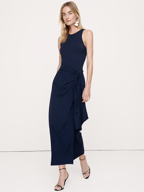 Knit Wrap Midi Dress