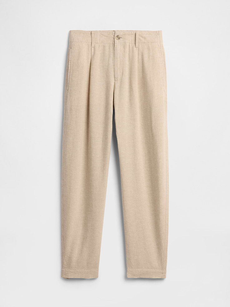 Image 7 of 7, High Rise Linen-Blend Barrel Pants