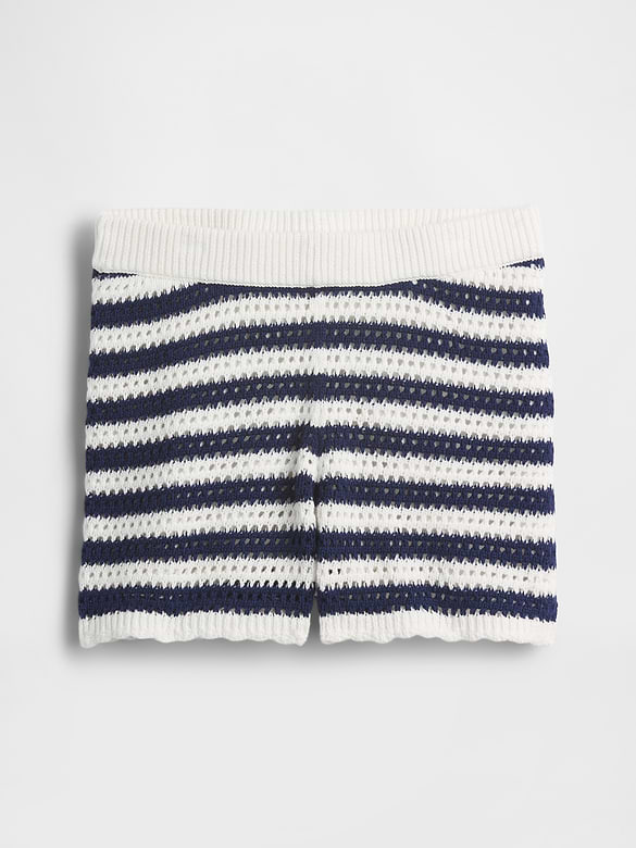 Kids 100% Cotton Crochet Stripe Easy Shorts