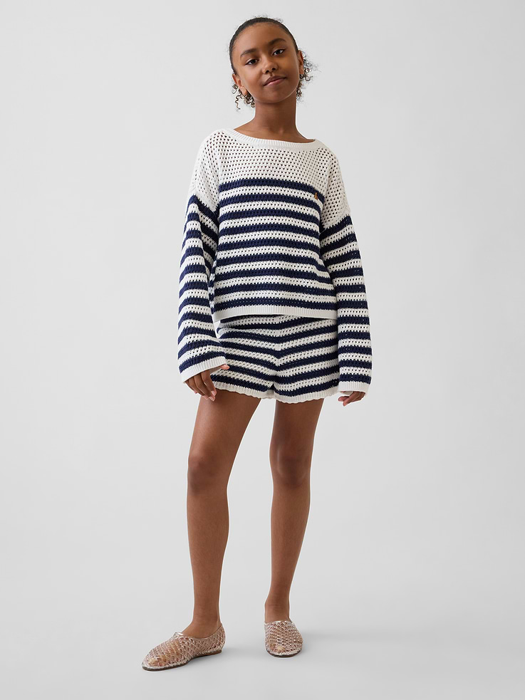 Image number 4 showing, Kids100% Cotton Crochet Oversized Sweater