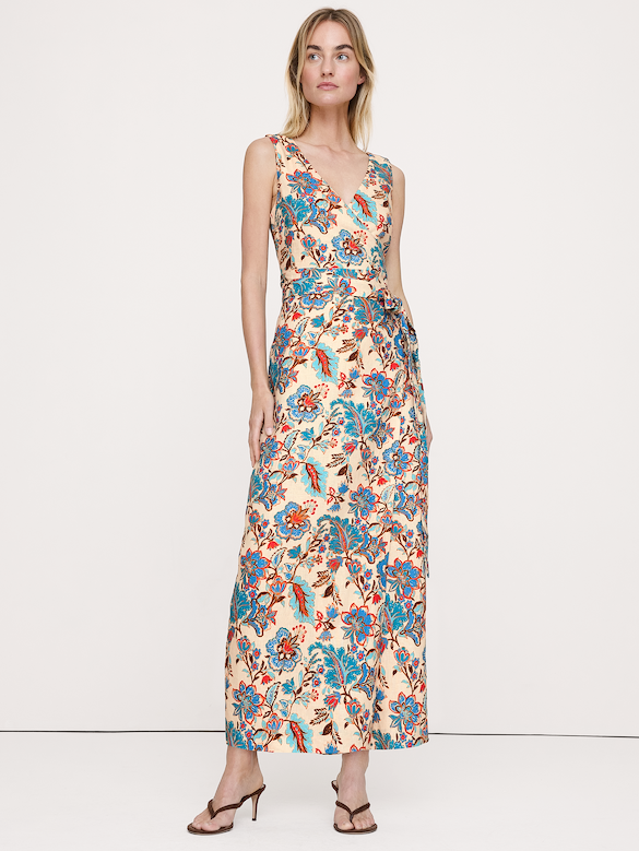 Linen Crossback Maxi Dress
