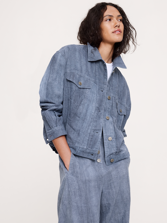 High-Rise Relaxed Barrel Ramie-Cotton Pant