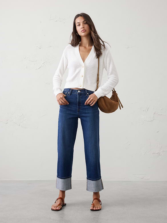 Cotton Tape Cropped Cardigan