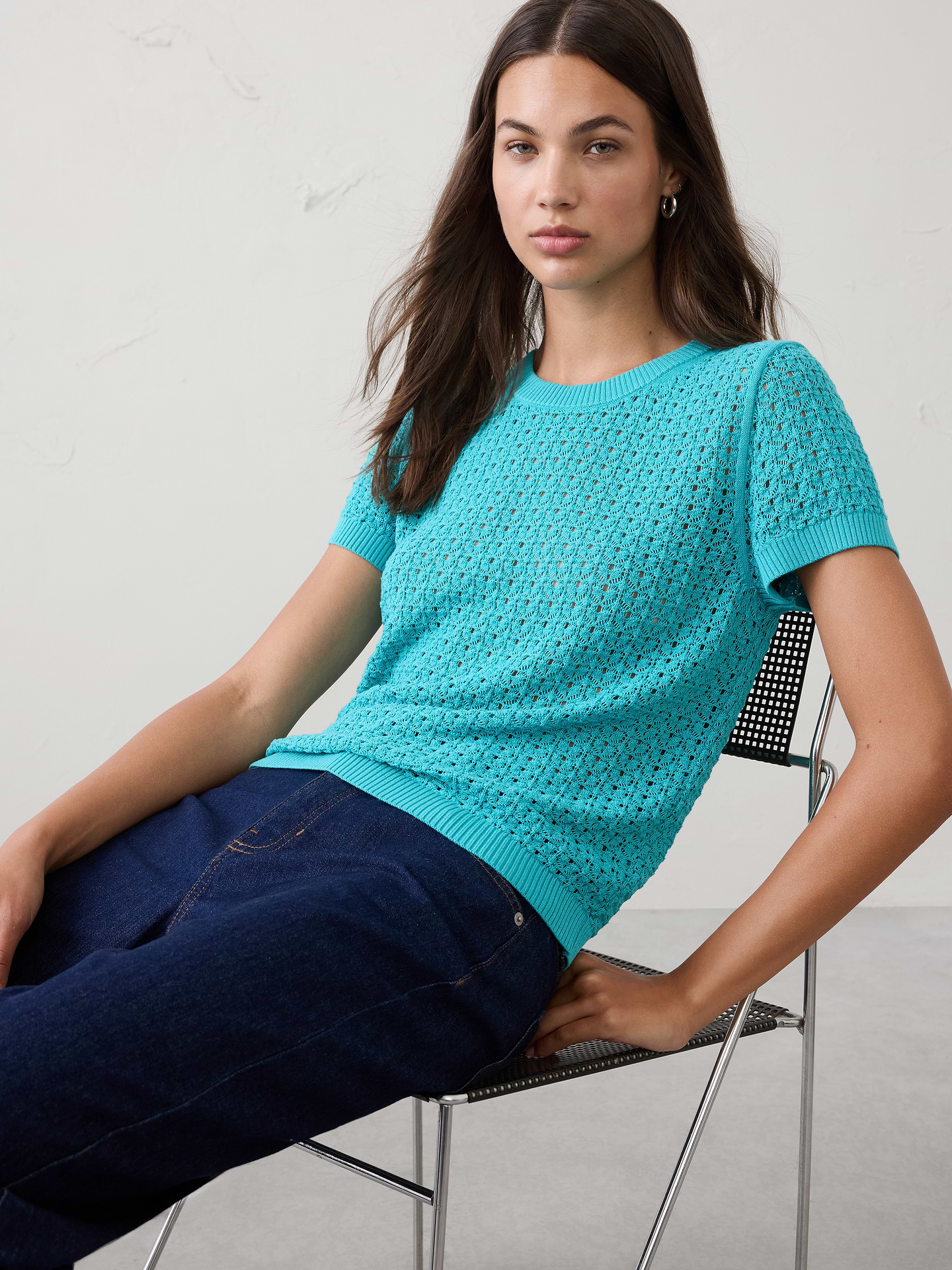 Image number 1 showing, Pointelle Sweater