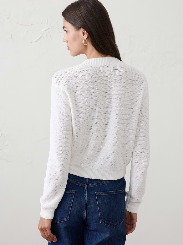 Cotton Tape Cropped Cardigan